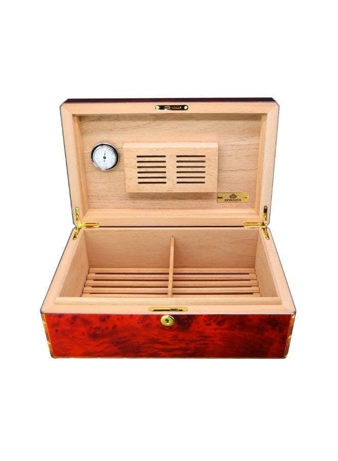 Hemingway Donatus Desktop Humidor – Spanish Cedar Wood with Hygrometer, Humidifier & Lock – 60–80 Capacity - Image 1